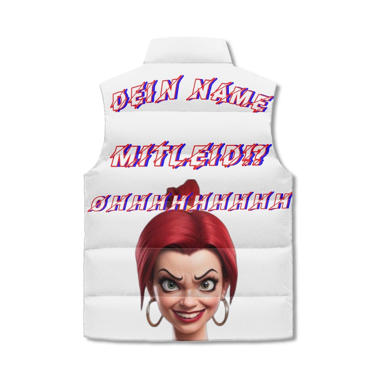 Unisex Leichte Stehkragen-Steppweste mit Reißverschluss Mitleid Name und Bild Personalisierbar