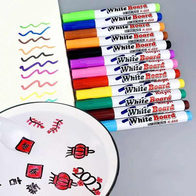 Magischer Wasser-Malstift Whiteboard-Marker Schwimmender Wasser-Zeichenstift Farbiger Markierungsstift Whiteboard-Stift Große Kapazität Abwischbar